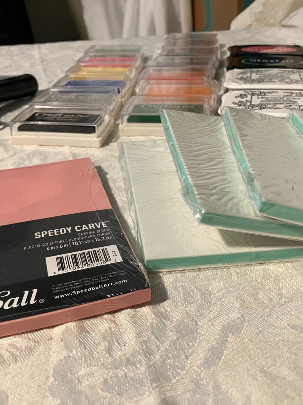 printing supplies, ink pads, press, rollers, carving blocks - Picture 2 of 4